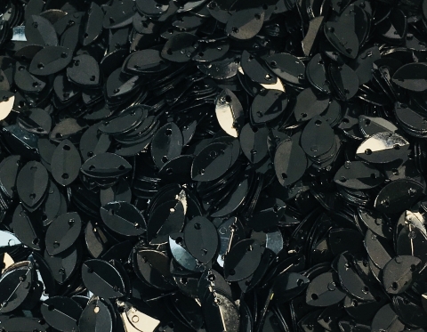 №4939 Паєтки у формі листка, Індія, Black, 6*9 мм