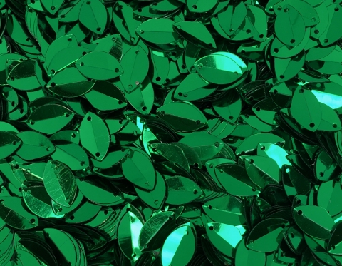№4942 Паєтки у формі листка, Індія, Green, 9*14 мм
