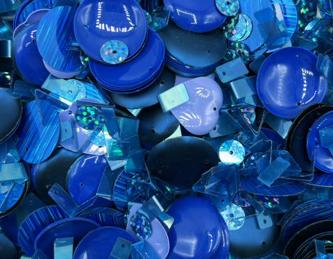 №495 Паєтки фігурні, мікс, Індія, Blue, 8-21 мм