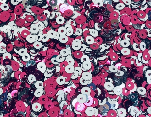 №7022 Паєтки двосторонні, Індія, Magenta and Silver, 4 мм