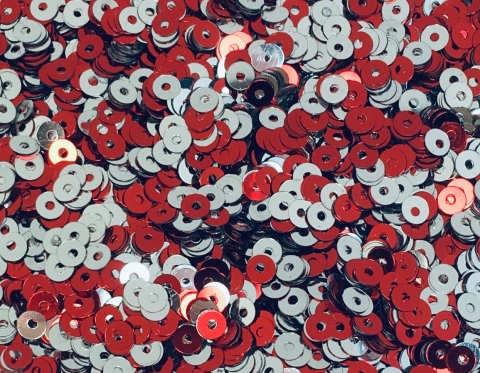 №7027 Паєтки двосторонні, Індія, Red and Silver, 4 мм
