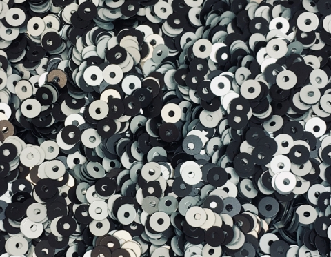 №7032 Паєтки двосторонні, Індія, Black and Silver, 4 мм