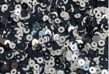 №7035 Паєтки двосторонні, Індія, Dark Navy Blue and Silver, 4 мм