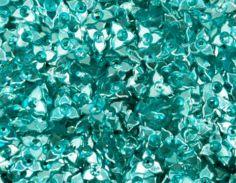 №5125 Паєтки-квіточки, Індія, Turquoise, 10 мм