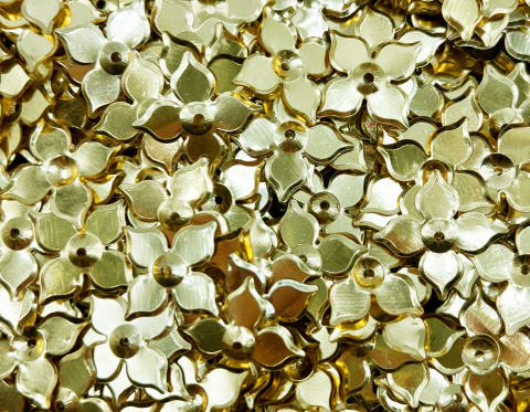 №5140 Паєтки-квіточки, Індія, Gold, 18*25 мм