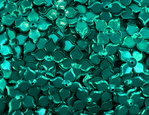 №5142 Паєтки-квіточки, Індія, Teal Green, 18*25 мм