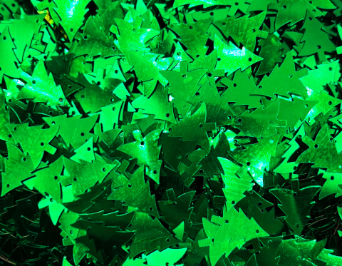 №8214 Паєтки-ялинки, Індія, Green, 15*17 мм
